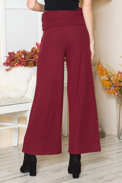 Rib Brush Wide Leg Pants With Pockets