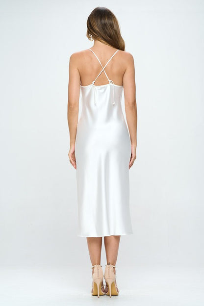 Satin Bias Slip Dress With Slit