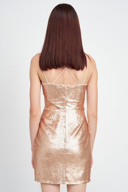 Sequin Mini Dress With Cut Out