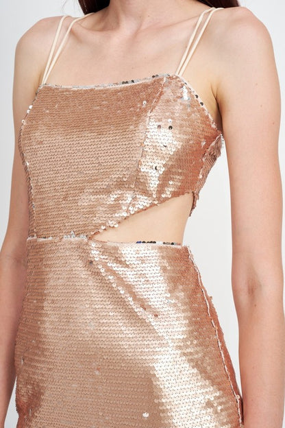 Sequin Mini Dress With Cut Out