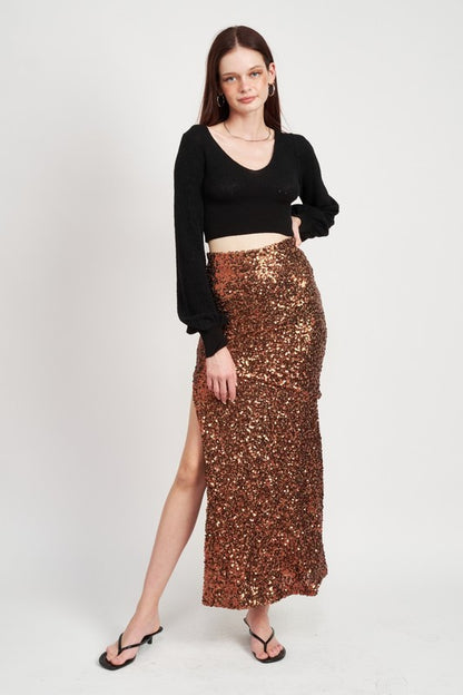 Printed High Waist Maxi Skirt