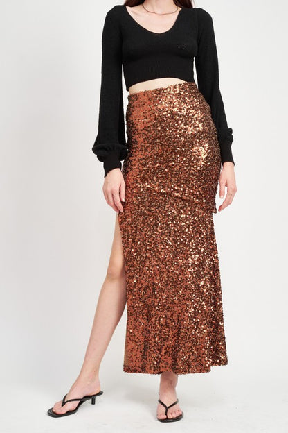 Printed High Waist Maxi Skirt