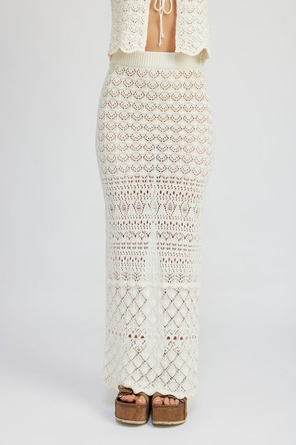 Fitted Crochet Maxi Skirt With Slit