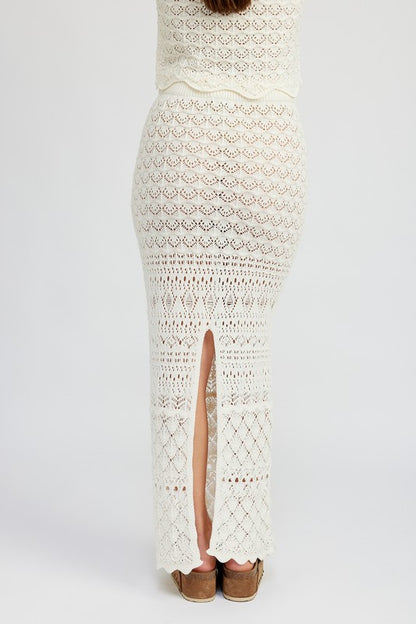 Fitted Crochet Maxi Skirt With Slit