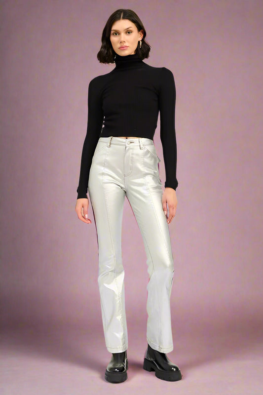 Metallic Flared Pants