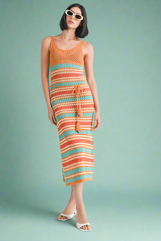 Scoop Neck Crochet Maxi Dress