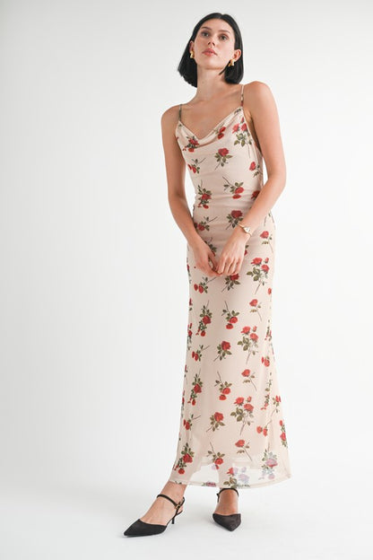 Cowl Neck Maxi Dress With Open Back