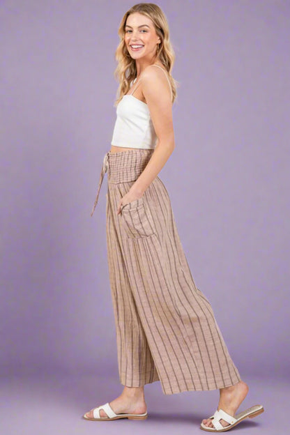 Sage + Fig Cotton Gauze Wash Stripe Pants